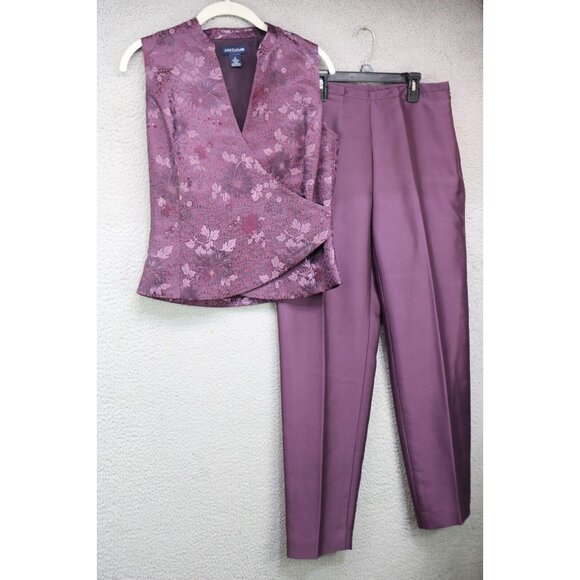 Ann Taylor Vtg. Silk Blend Purple Pants Suit-Size 4-Y2K-90's-Satin-Whimsigoth - Picture 1 of 16